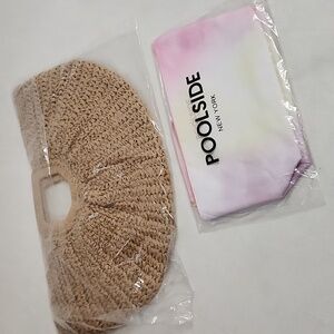 Woven Dark Tan Crochet Raffia Clutch with POOLSIDE Wet/Dry Pouch